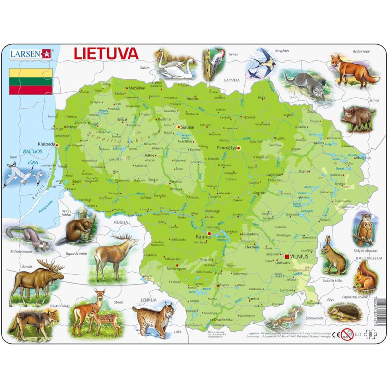 Larsen Rėmo dėlionė Lietuva 60 detalių