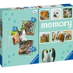 Ravensburger Gyvūnai 3 dėlionės 25, 36 ir 49 detalės ir Atminties žaidimas